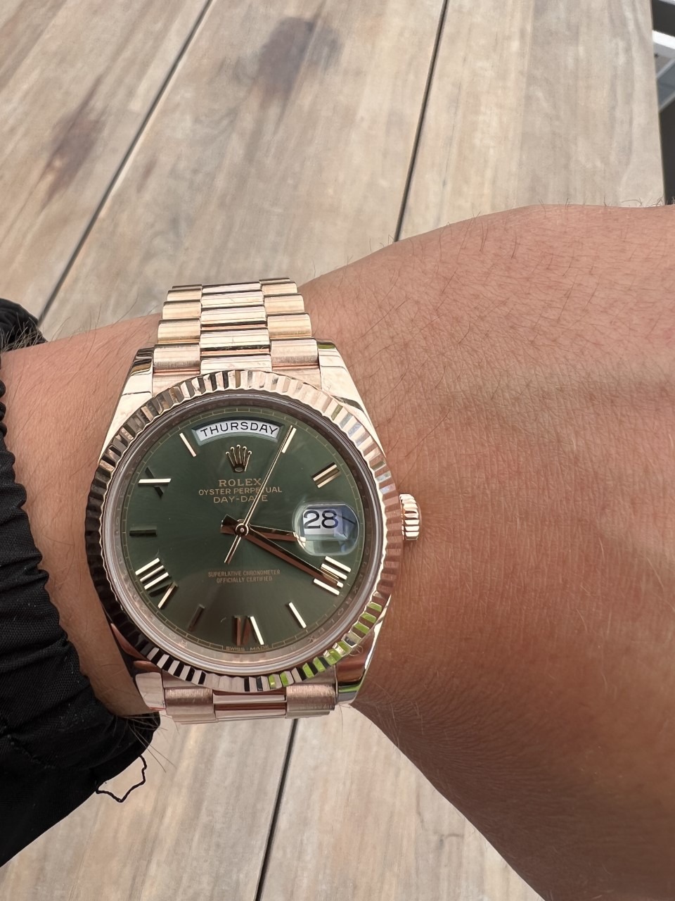 Daydate Everose Gold Olive Green - Afbeelding 2